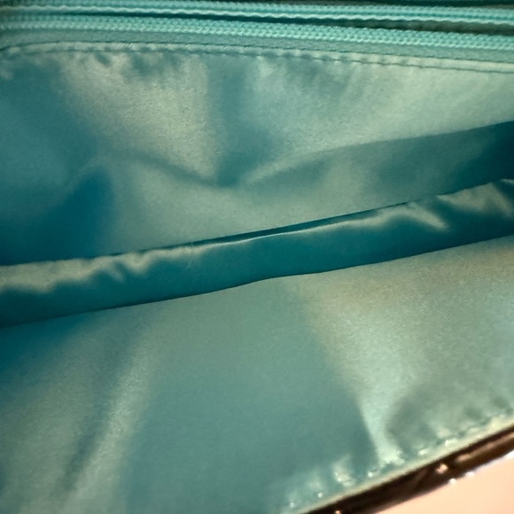 Liz Claiborne Tweed Pattern Shoulder Bag Gold Chains Snap Closure Black White - Picture 10 of 12